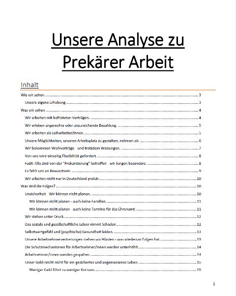 Analyse Prekäre Arbeit